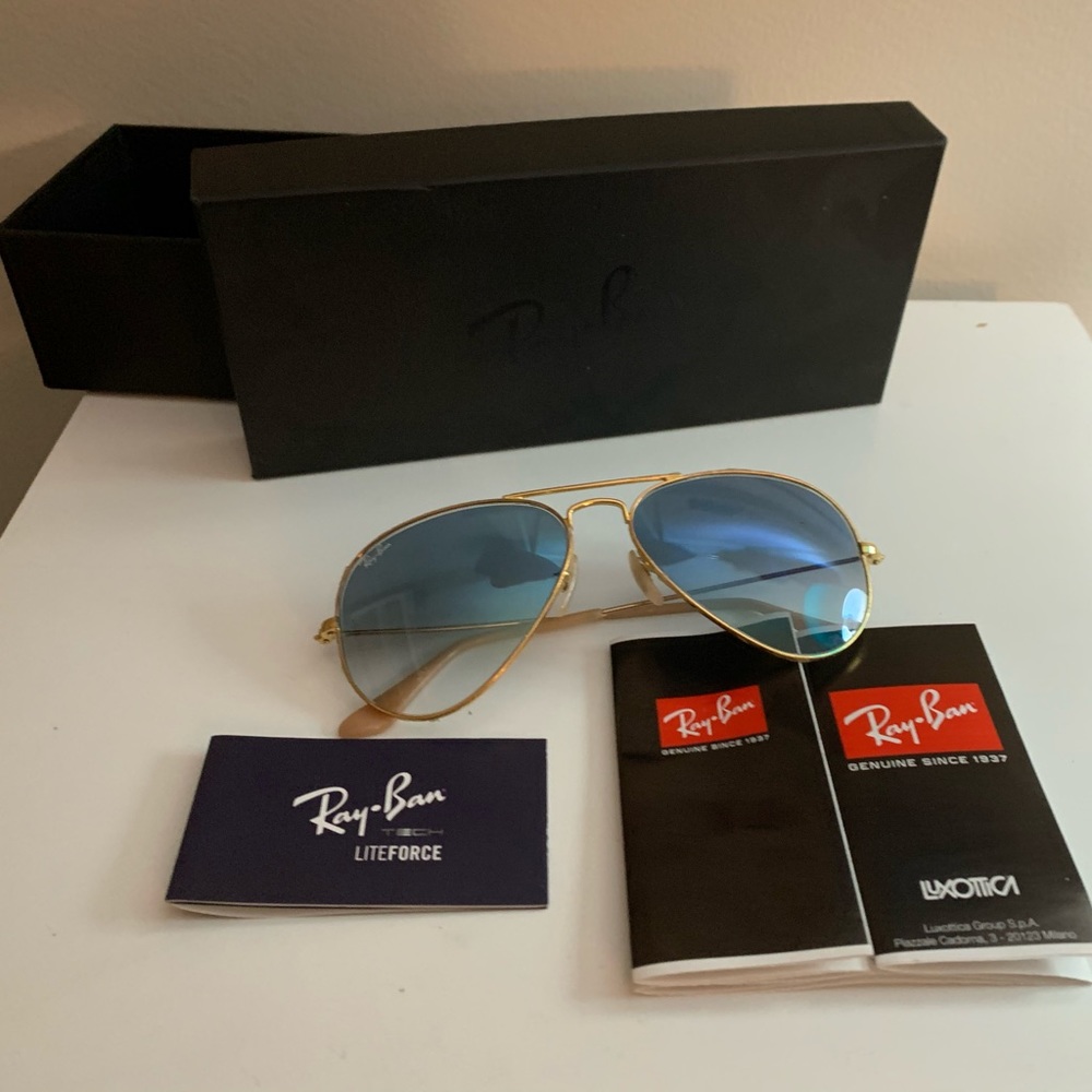 Blue tinted Raybans! In GREAT condition!!!